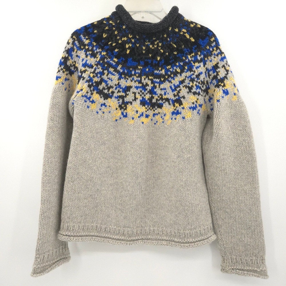 Acne Studios Merino Wool Sirus Icelandic Sweater Women S Grey Fair Isle Chunky